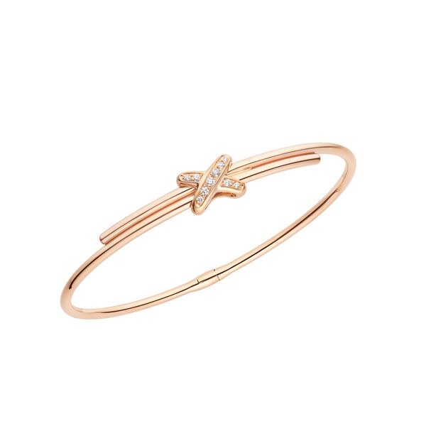 Jeux De Liens Rose Gold and Diamond Pav&eacute; Bangle